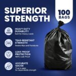 Plasticplace 55-60 Gallon Trash Bags │ 1.0 Mil │ Black Heavy Duty Garbage Can Liners │ 38” x 58” (100 Count) - Image 3