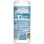 Clorox 01594 7 in. x 8 in. 1-Ply Disinfecting Wipes - Crisp Lemon, White (35/Canister, 12 Canisters/Carton) - Image 4