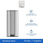 Better Homes & Gardens Kitchen Trash Can, 7.9 Gallon Stainless Steel Round Step Garbage Bin with Soft Close Lid, Silver - Image 2
