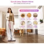 Schenley Pocket Steam Mop for Carpet & Floors, 15s Fast Heat-up, Chemical-Free for Hardwood, Tile & Laminate, Walls, Washable Pads, 3 Modes, Lightweight, Self-Standing, Sleek Design - Image 3