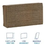 Boardwalk Multifold Commercial Paper Towels, Natural, 250 Towels/Pack, 16 Packs/Carton, 9 x 9.45 Inches - Image 3