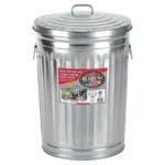 Behrens 20 gal Silver Galvanized Steel Garbage Can Lid Included Animal Proof/Animal Resistant