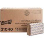 Genuine Joe Multi-Fold Natural Paper Towels, 250 Count, (Pack of 16)