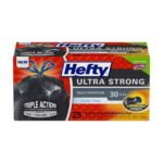 Hefty Expandable Strength Large Drawstring Trash Bags, 30 Gallon, Black, 25 Ct