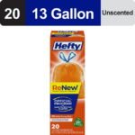 Hefty ReNew Orange Drawstring Bag for Hard to Recycle Plastics, Made with 20% Post-Consumer Recycled Materials, 20 Count