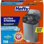 Hefty Ultra Strong Tall Kitchen Trash Bags, Blackout, Clean Burst, 13 Gallon, 110 Count
