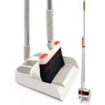 JEHONN Broom and Plastic Dust Pans Set for Home with 54 inches Long Handle (Grey&Red)