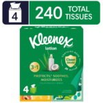 Kleenex Lotion Facial Tissues with Coconut Oil, 4 Cube Boxes, 60 Tissues per Box, 3-Ply