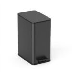 Nine Stars Step-On Bathroom Trash Can, 3 Gallon stainless steel, Pedal open, Hands-free Soft Close lid Garbage bin, Black