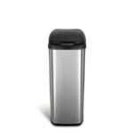 Nine Stars Automatic Kitchen Trash Can, 13 Gallon Stainless Steel, Motion Sensor Hands-Free Soft-Close Lid Garbage Bin, Silver