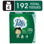 Puffs Plus Lotion with the Scent of Vicks Facial Tissues, 4 Cubes, 48 Tissues Per Box