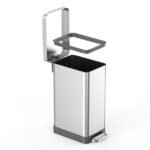 Qualiazero 13.2 Gallon (50L) Stainless Steel Slim Step-On Trash Can, Kitchen Garbage Bin, Soft-Close Lid, Fingerprint-Resistant, Silver