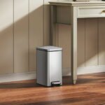 Better Homes & Gardens Bedroom / Office Trash Can, 2.6 Gallon Small Stainless Steel Step Garbage Bucket Bin with Soft Close Lid, Silver - Image 3