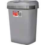 Hefty Kitchen Trash Can, 12.1 Gallon Plastic Touch Top Garbage Bin with Push Button Lid, Gray - Image 2