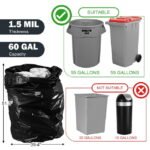 55 Gallon Trash Bags, Heavy Duty Outdoor Garbage Bags (60 Count) for Waste, Lawn and Leaf ,1.5 Mil - Image 3