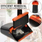 JEHONN Broom and Dustpan Set for Home, Long Handle Lightweight Broom Set with Comb Teeth (Orange Black) - Image 2