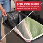 Rubbermaid Kitchen Trash Can, 19 Gallon, Plastic, Rectangular, Dual Compartment, Step Lid, Garbage Bin, Charcoal - Image 3