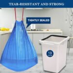 13 gallon Trash Bags Drawstring (Count 100), Tall Kitchen Garbage Bags, Blue - Image 3
